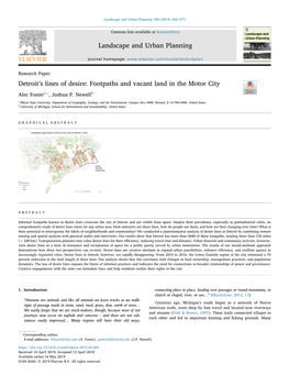 Detroit's Lines of Desire Footpaths and Vacant Land in the Motor City