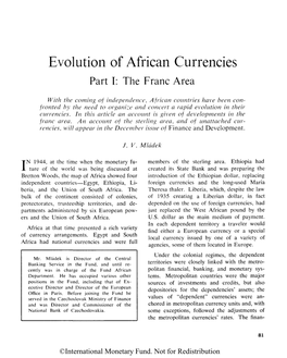 Evolution of African Currencies Part I: the Franc Area