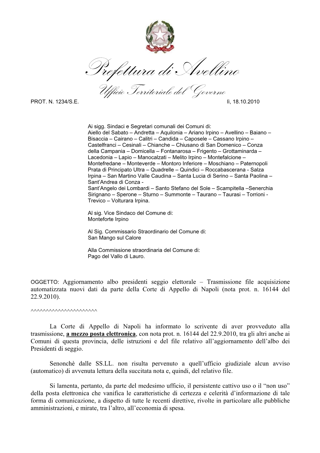 Ufficio Territoriale Del Governo PROT