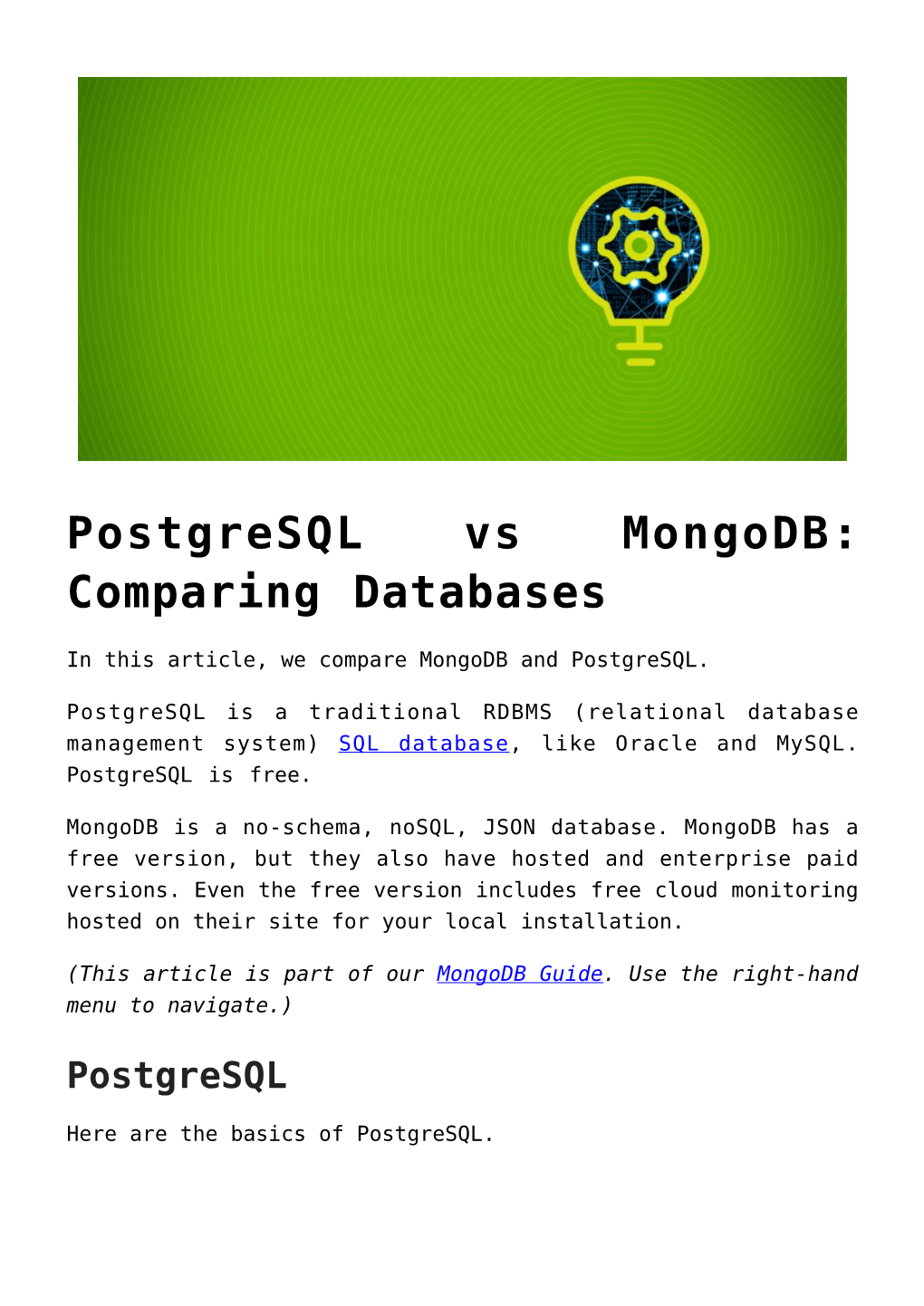 Postgresql Vs Mongodb: Comparing Databases