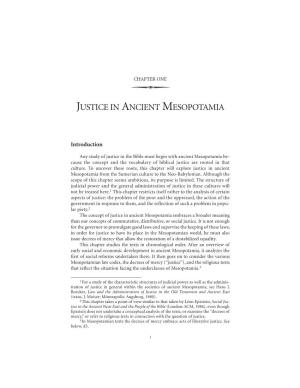 Justice in Ancient Mesopotamia Zchapter ONE JUSTICE in ANCIENT MESOPOTAMIA