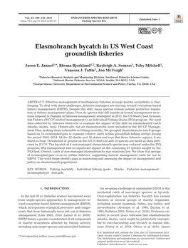 Elasmobranch Bycatch in US West Coast Groundfish Fisheries