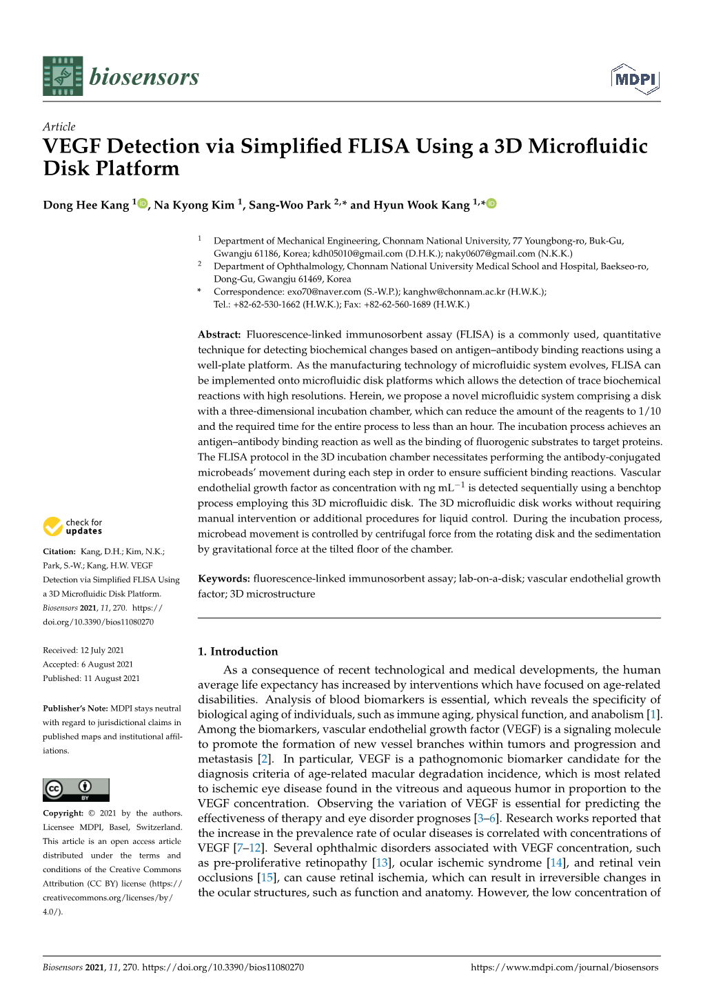 VEGF Detection Via Simplified FLISA Using a 3D Microfluidic Disk Platform