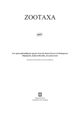 Zootaxa, Diplopoda, Sphaerotheriida, Zoosphaerium