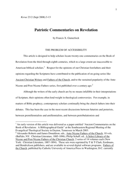 Patristic Commentaries on Revelation