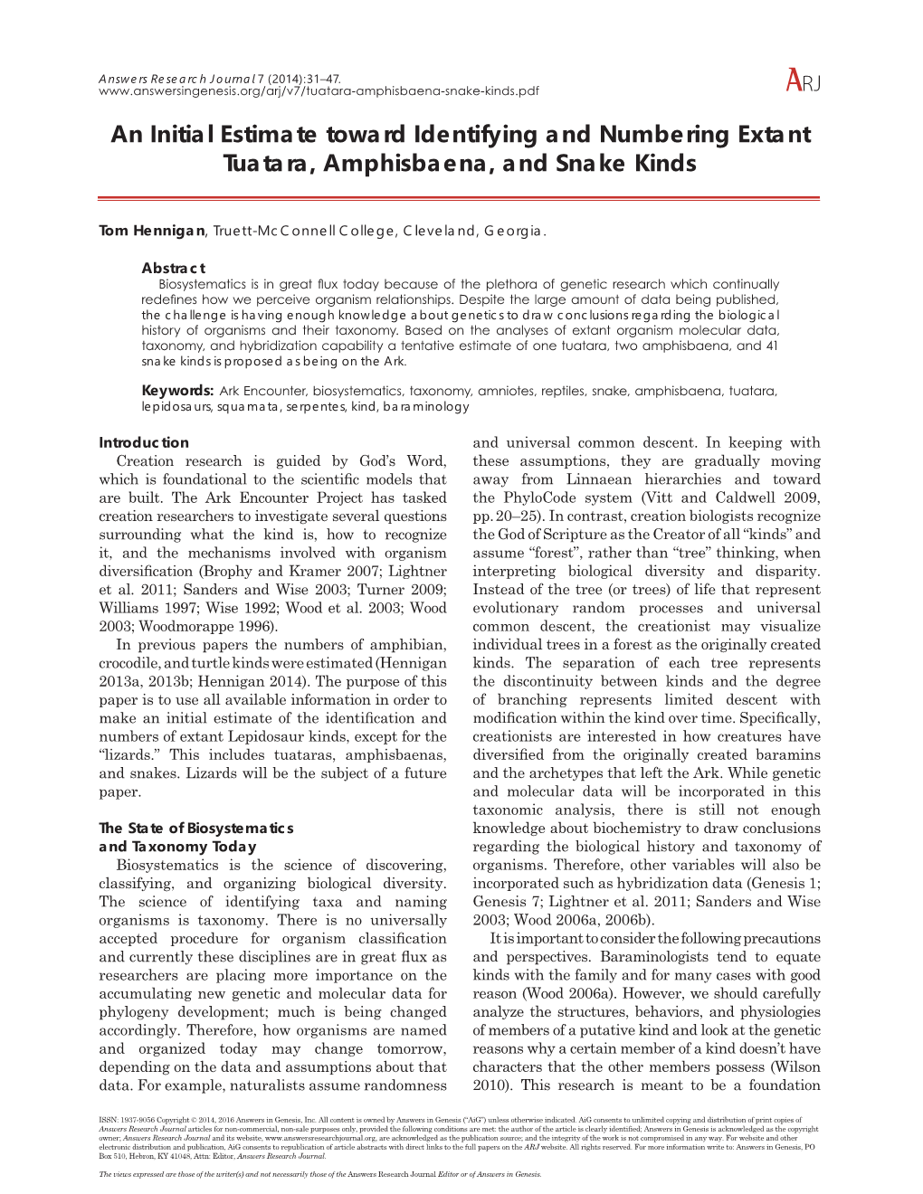 An Initial Estimate Toward Identifying and Numbering Extant Tuatara, Amphisbaena, and Snake Kinds