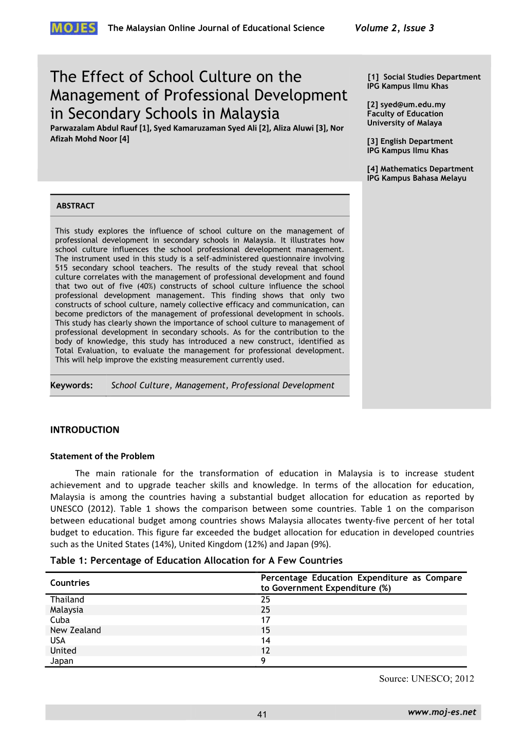 The Effect of School Culture on the Management of Professional