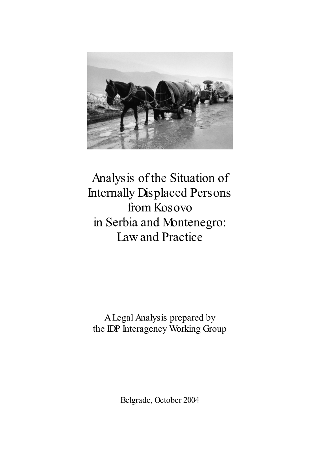 Analysis of the Situation of Internally Displaced Persons from Kosovo in Serbia and Montenegro