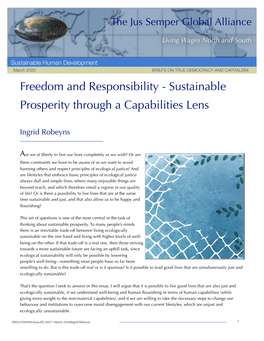 Freedom and Responsibility - Sustainable Prosperity Through a Capabilities Lens