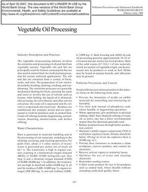 Vegetable Oil Processing