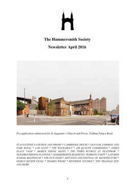 The Hammersmith Society Newsletter April 2016