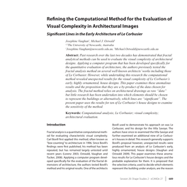 Refining the Computational Method for the Evaluation of Visual Complexity in Architectural Images Significant Lines in the Early Architecture of Le Corbusier