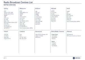 Radio Broadcast Centres List METRO STATIONS