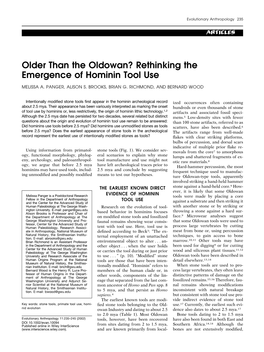 Older Than the Oldowan? Rethinking the Emergence of Hominin Tool Use