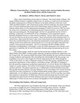 A Comparative Analysis of the American Indian Movement, the Black Panther Party, and the Young Lords