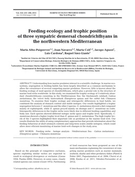Feeding Ecology and Trophic Position of Three Sympatric Demersal Chondrichthyans in the Northwestern Mediterranean