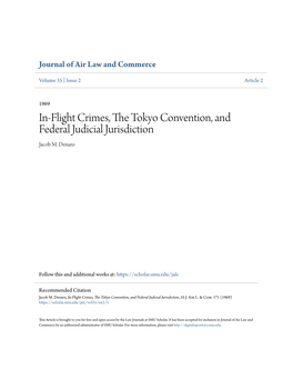 In-Flight Crimes, the Tokyo Convention, and Federal Judicial Jurisdiction, 35 J