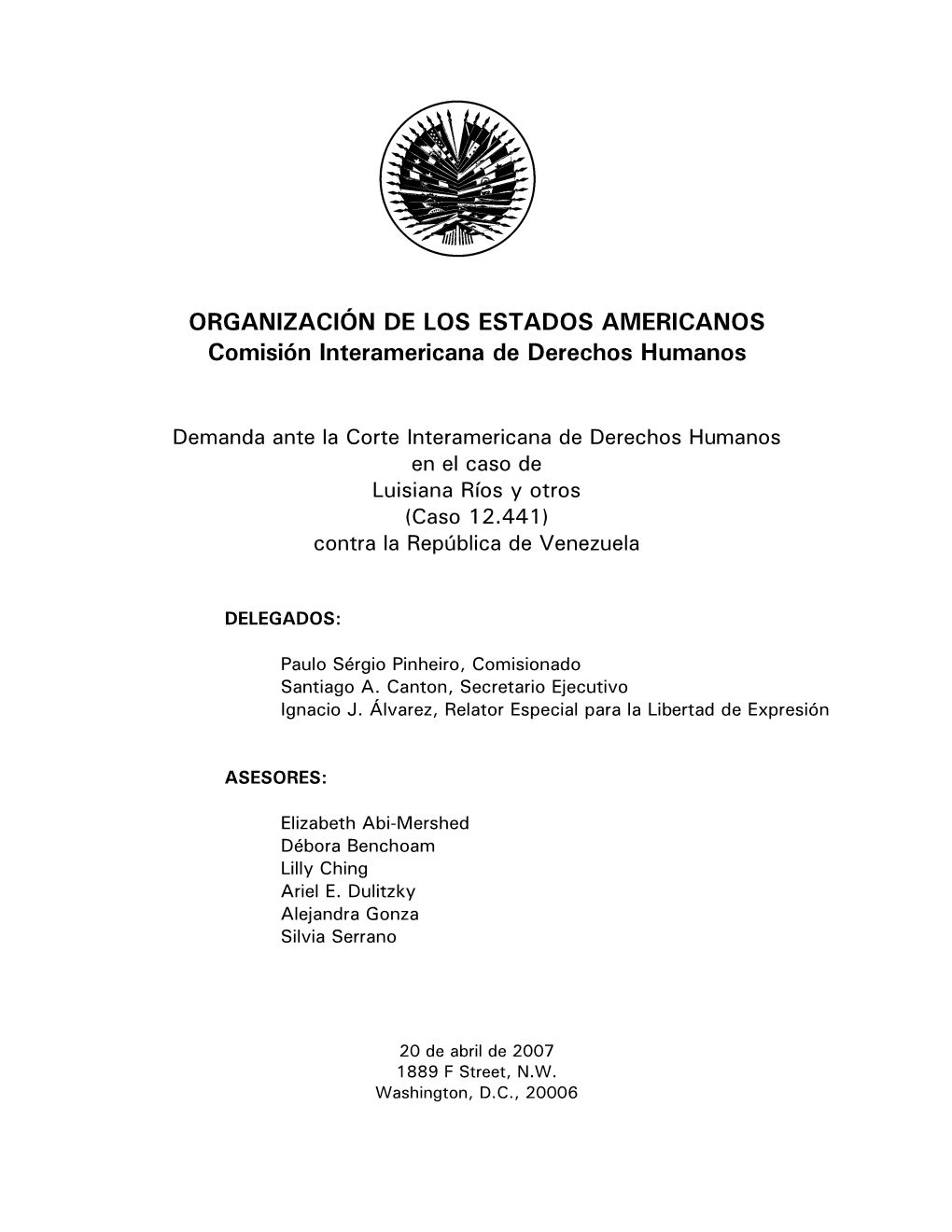 (Caso 12.441) Contra La República De Venezuela