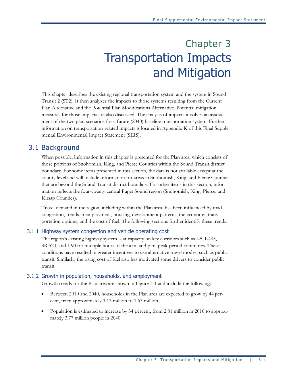 Transportation Impacts and Mitigation