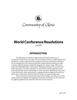 World Conference Resolutions July 2019