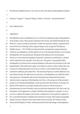 A Key Interval in the Early Mesozoic Phytoplankton Radiation