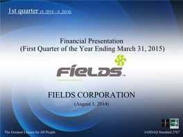 First Quarter of the Year Ending March 31, 2015) ( PDF: 1.2MB