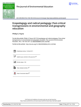 Ecopedagogy and Radical Pedagogy: Post-Critical Transgressions in Environmental and Geography Education