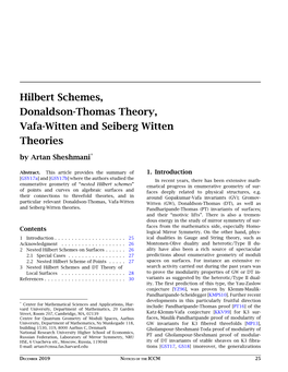 Hilbert Schemes, Donaldson-Thomas Theory, Vafa-Witten and Seiberg Witten Theories by Artan Sheshmani*