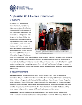 Afghanistan 2014: Election Observations 1