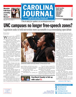 UNC Campuses No Longer Free-Speech Zones? Legislation Seeks to Hold Universities More Accountable in Accommodating Open Debate