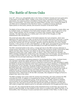 The Battle of Seven Oaks
