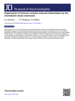 Suppression of Immune Complex-Induced Inflammation by the Chemotactic Factor Inactivator