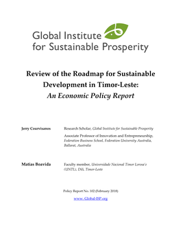 Review of the Roadmap for Sustainable Development in Timor-Leste: an Economic Policy Report