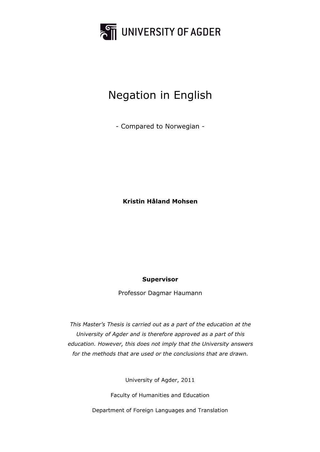 Negation in English