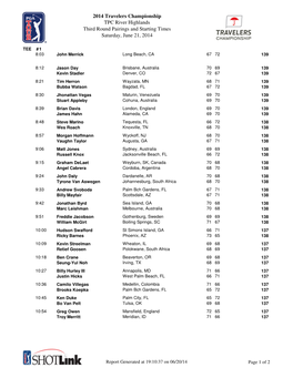 2014 Travelers Championship TPC River Highlands Third Round Pairings and Starting Times Saturday, June 21, 2014