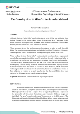 The Causality of Serial Killers' Crime in Early Childhood