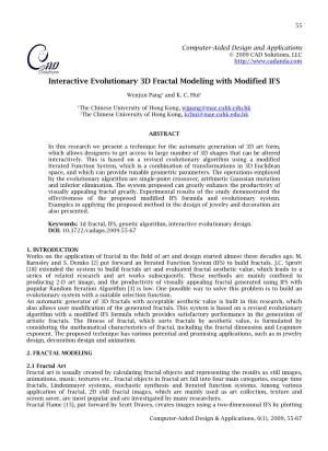 Interactive Evolutionary 3D Fractal Modeling with Modified IFS