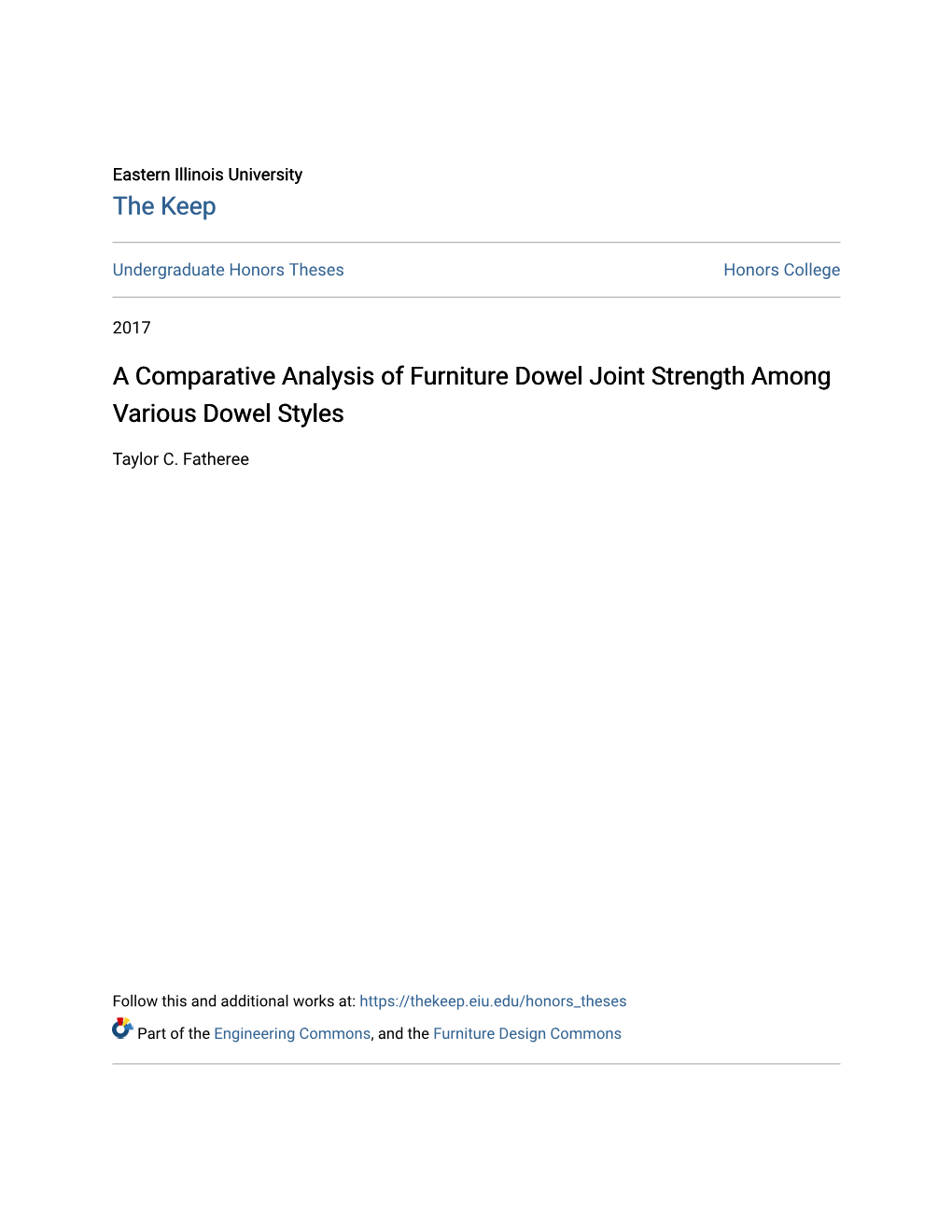 A Comparative Analysis of Furniture Dowel Joint Strength Among Various Dowel Styles