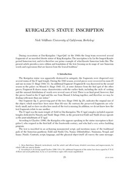 Kurigalzu's Statue Inscription