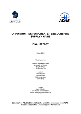 Opportunities for Greater Lincolnshire Supply Chains