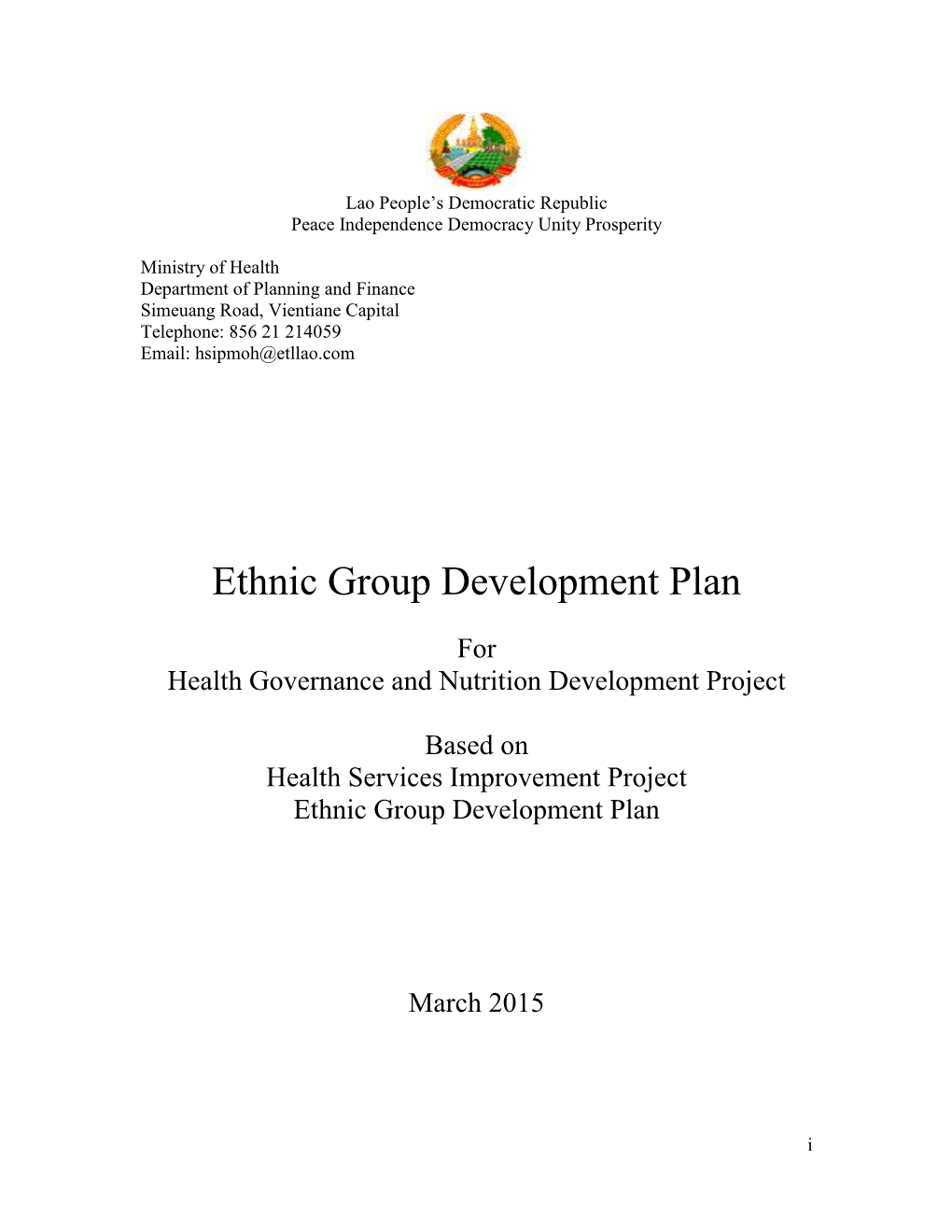 Ethnic Group Development Plan