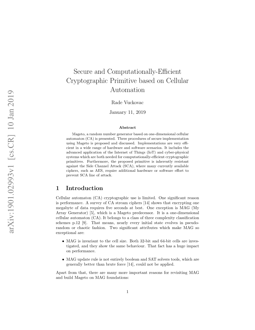 Secure and Computationally-Efficient Cryptographic Primitive Based On