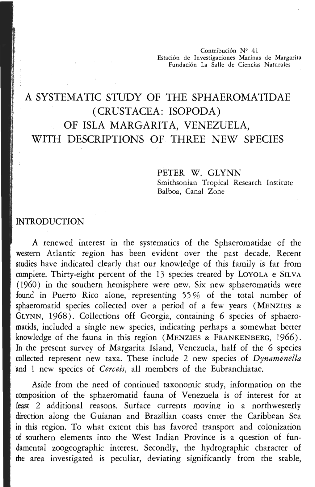 Crustacea: Isopoda) of Isla Margarita, Venezuela, with Descriptions of Three New Species