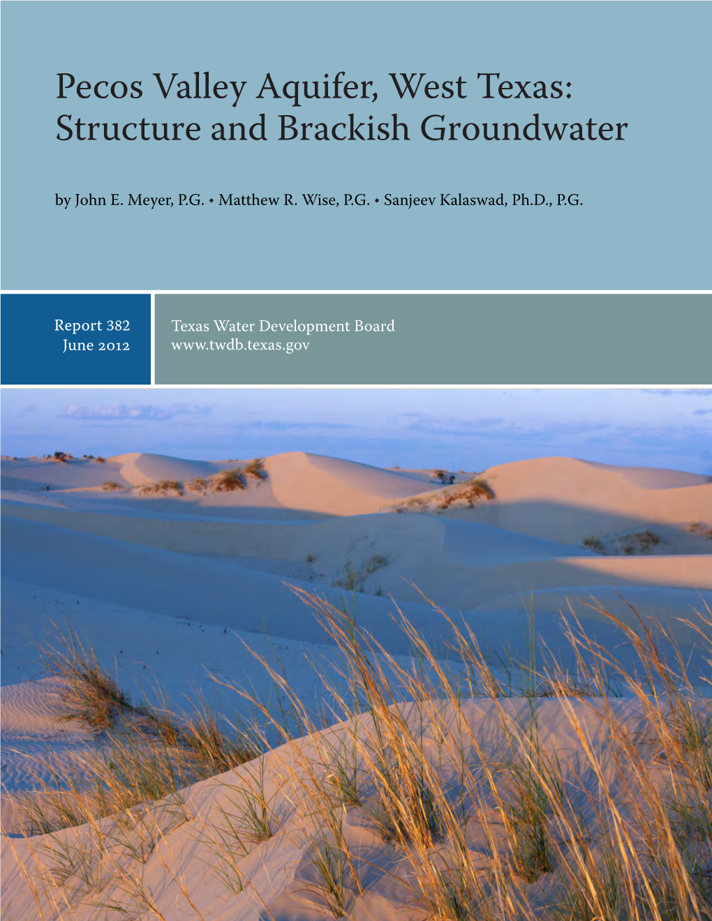 Pecos Valley Aquifer, West Texas: Structure and Brackish Groundwater by John E