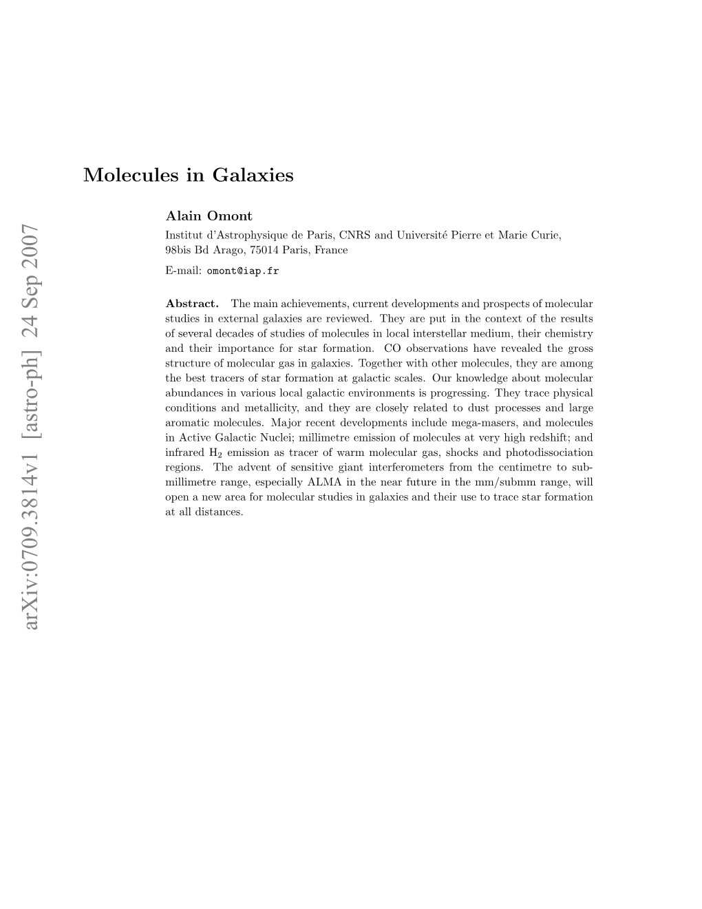 Molecules in Galaxies 2