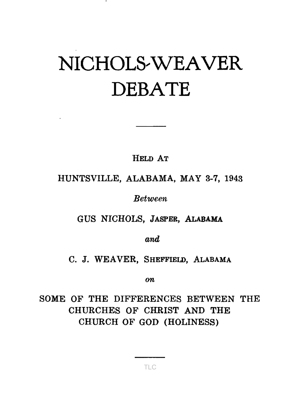 NICHOLS-WEAVER DEBATE Proposition