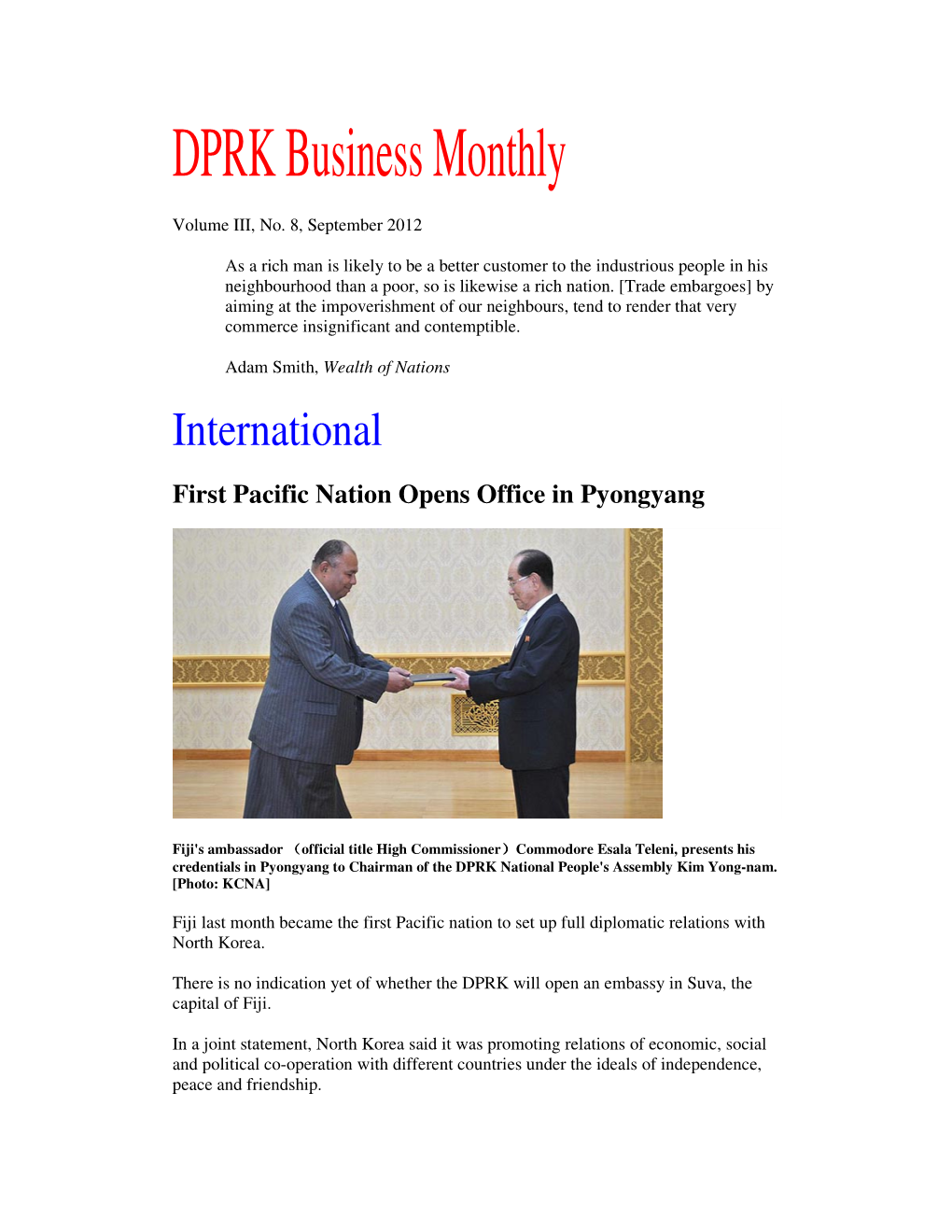 DPRK Business Monthly Volume III, No