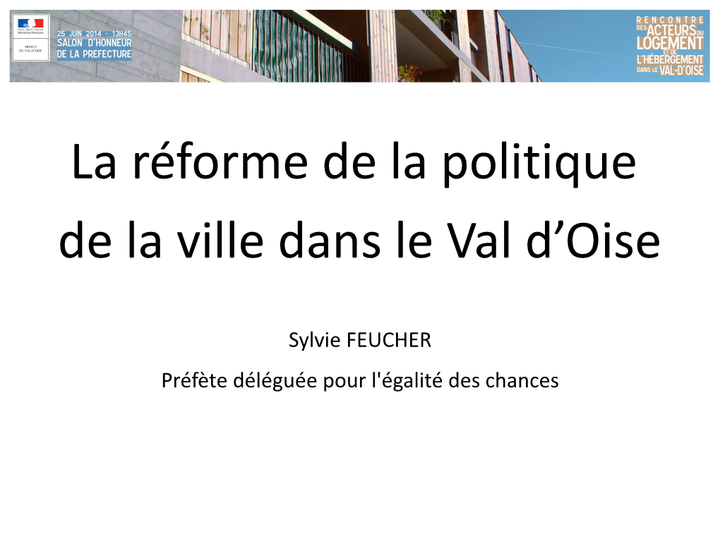 La Réforme De La Politique De La Ville Dans Le Val D'oise