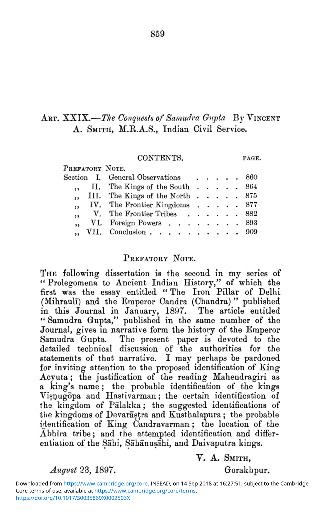 ART. XXIX.—The Conquests of Samudra Gupta by VINCENT A