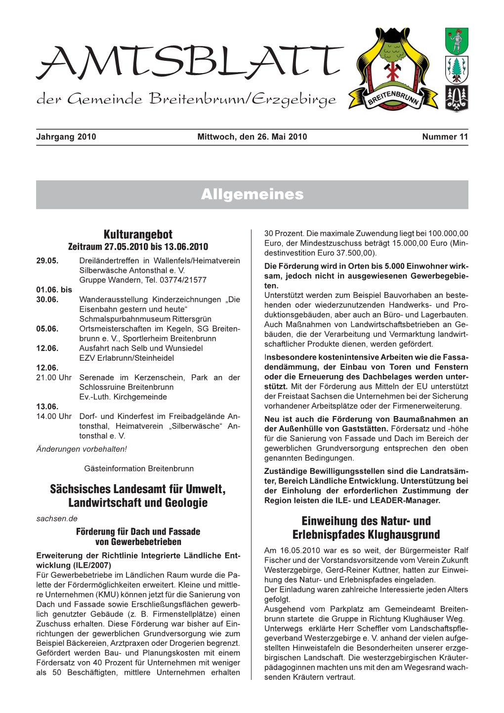 AMTSBLATT Der Gemeinde Breitenbrunn/Erzgebirge Mittwoch, 26